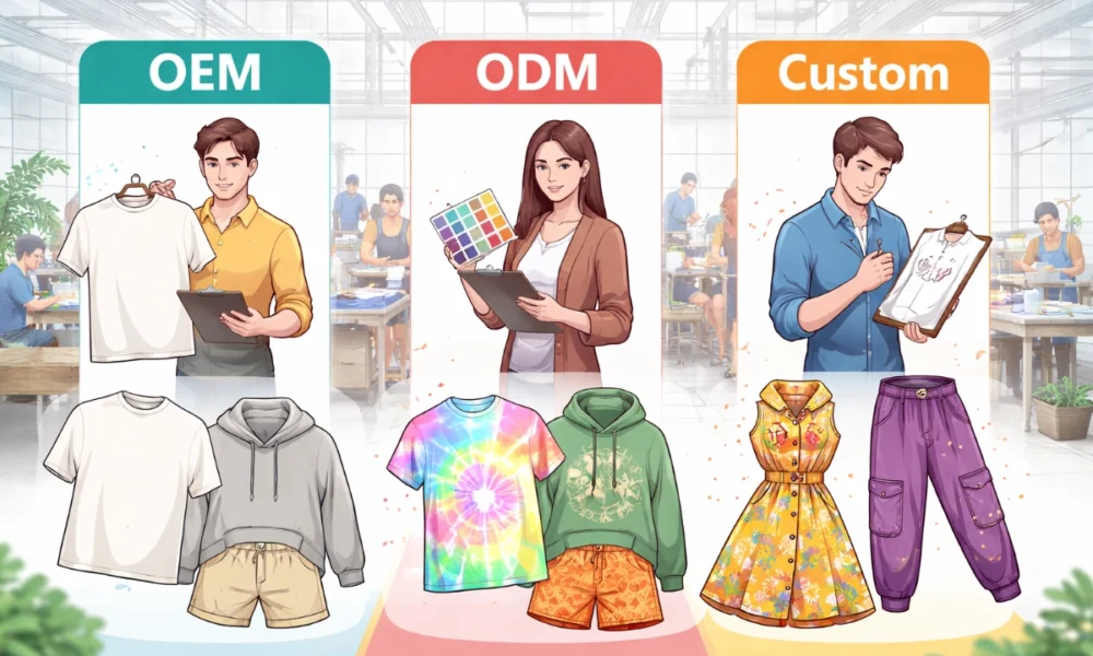 เปรียบเทียบการผลิตเสื้อผ้าแบบ OEM ODM และ Custom จากโรงงานผลิตเสื้อ